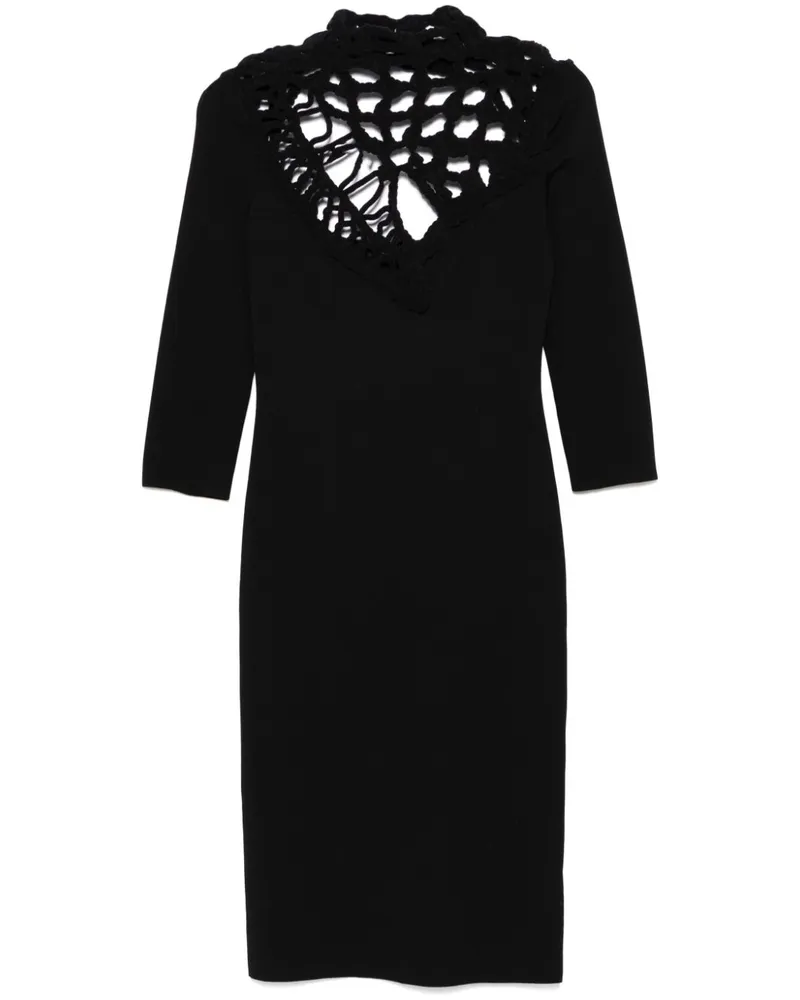 Roberto Cavalli Midikleid mit Lochstrickmuster - Schwarz Schwarz