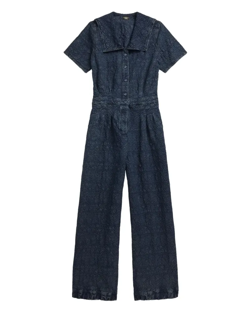 Ralph Lauren Kurzärmeliger Jumpsuit mit Jacquardmuster - Blau Blau