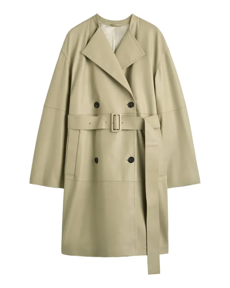 Totême collarless leather coat - Nude Nude