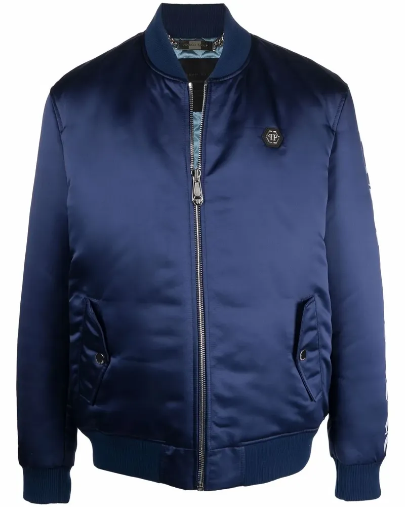 Philipp Plein Bomberjacke mit Logo-Print - Blau Blau