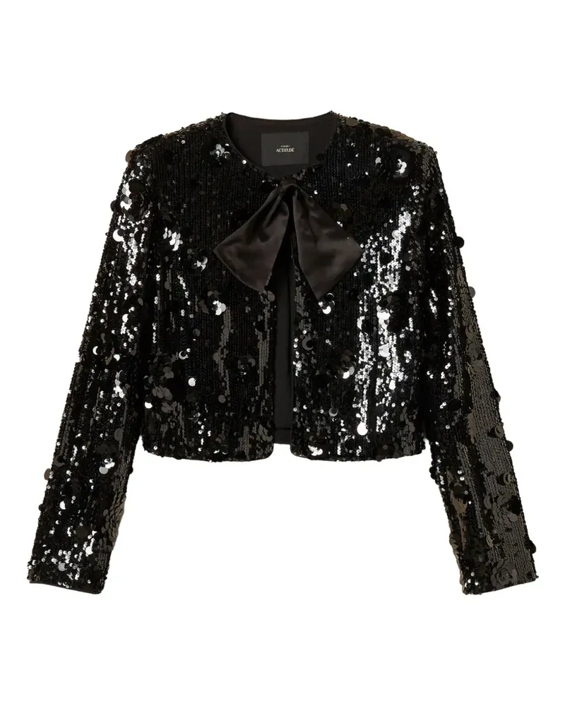 Twin-Set full sequin jacket with flowers - Schwarz Schwarz