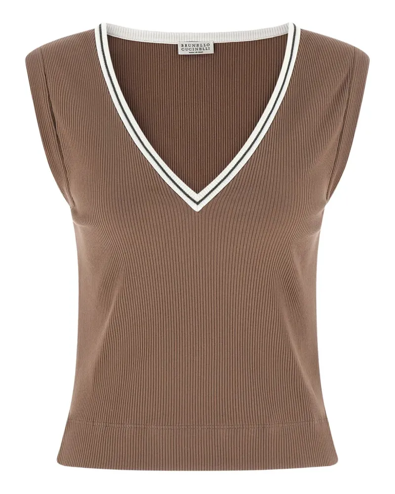Brunello Cucinelli Monile ribbed tank top - Braun Braun