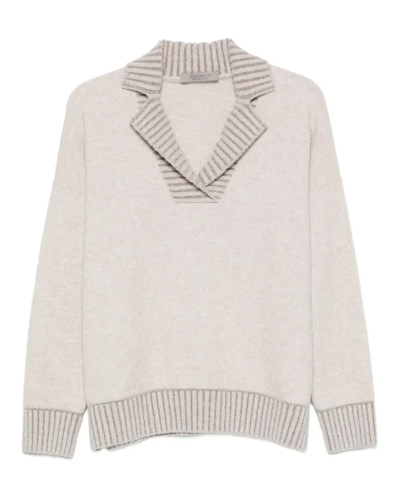 D.EXTERIOR Pullover mit gestreiftem Besatz - Nude Nude
