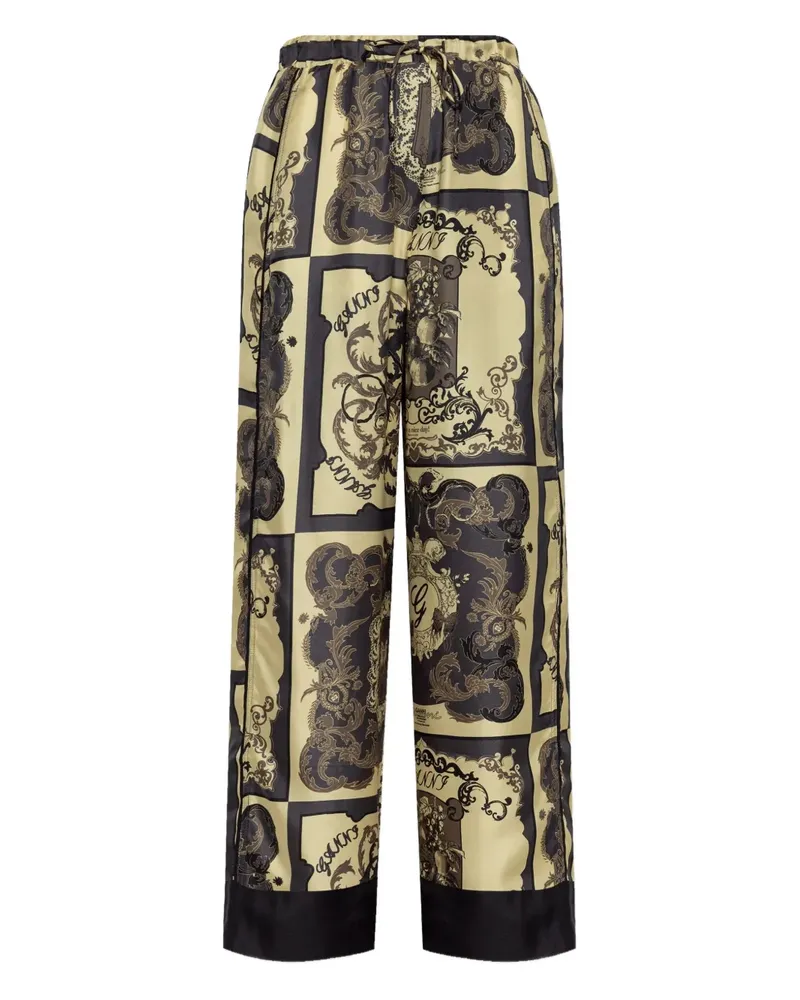 Ganni Seidenhose mit grafischem Print - Nude Nude