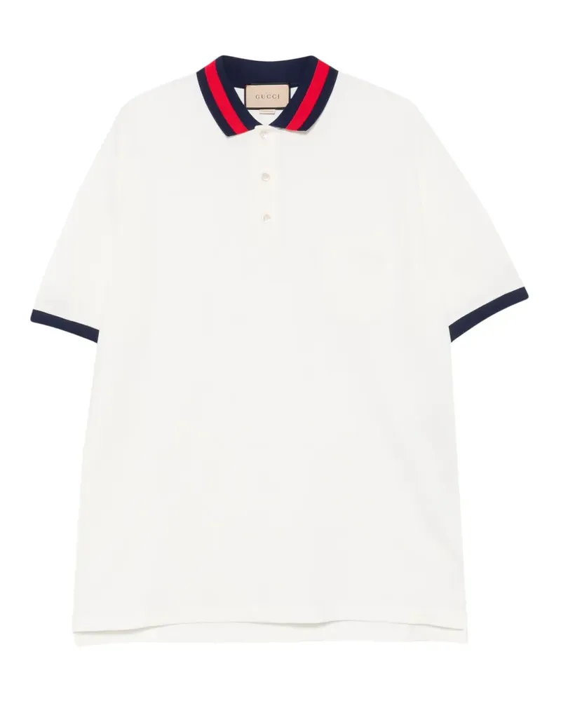 Gucci Piqué-Poloshirt mit Webkragen - Weiß Weiß