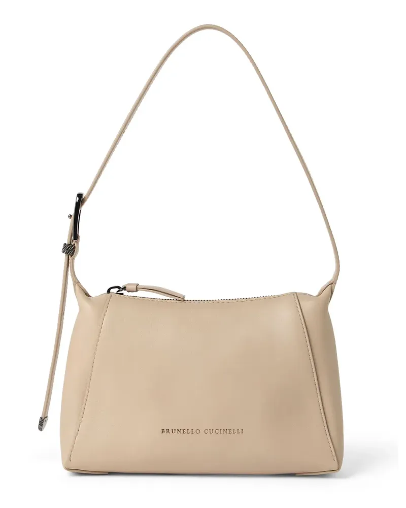 Brunello Cucinelli Schultertasche mit Logo-Prägung - Nude Nude