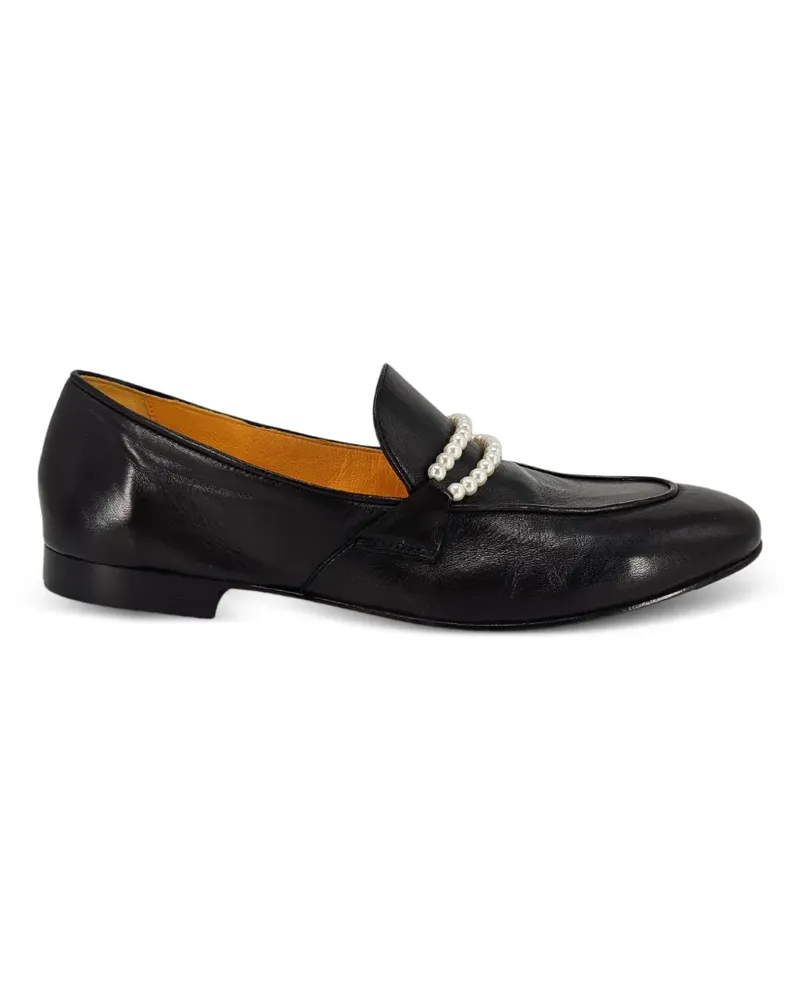 MADISON.MAISON leather pearl-detail loafers - Schwarz Schwarz