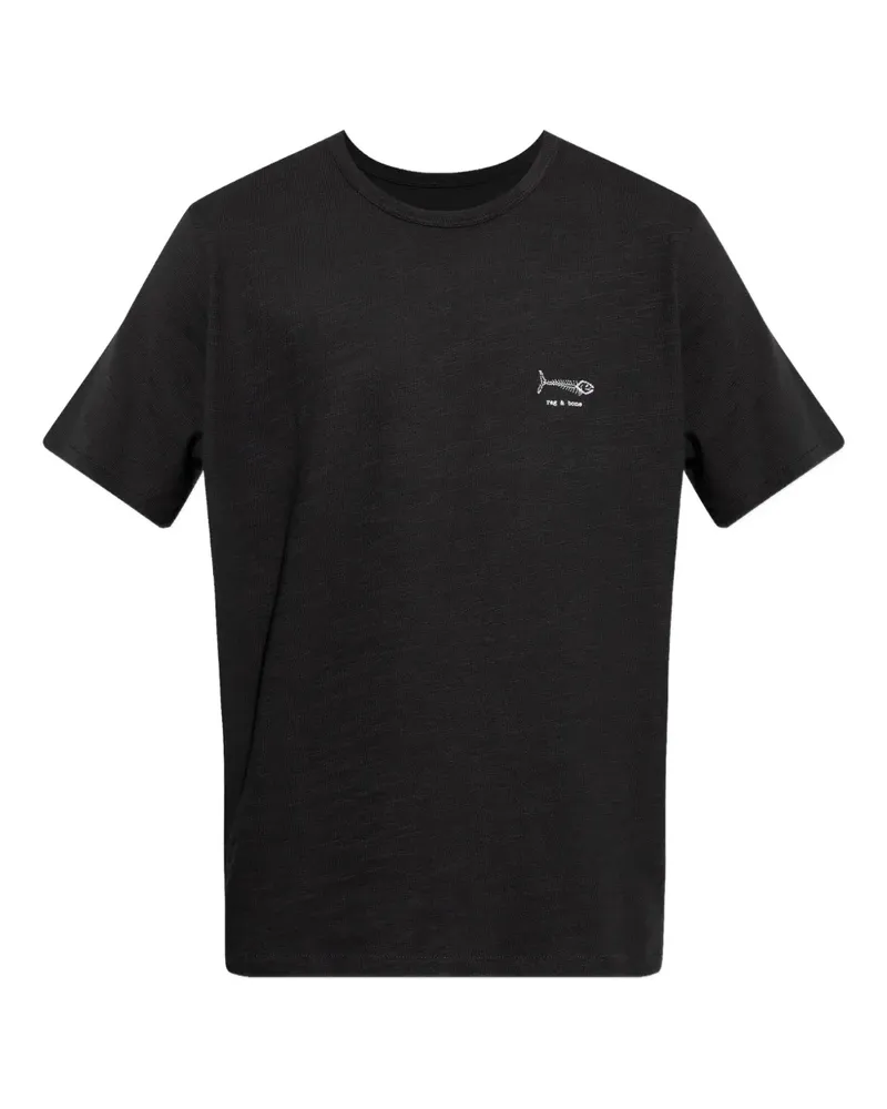 Rag & Bone T-Shirt mit Fischstickerei - Schwarz Schwarz