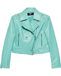 Balmain Double-Chain-Lion Lederjacke Blau