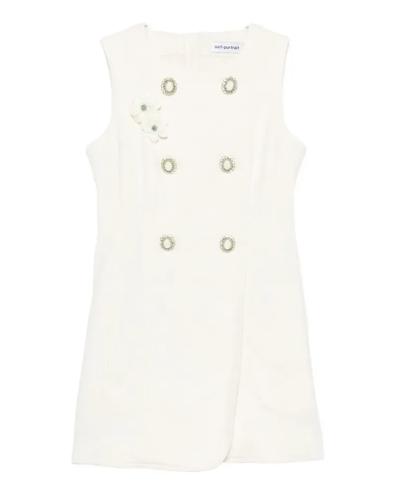 Self-Portrait embellished double-breasted mini dress - Nude Nude