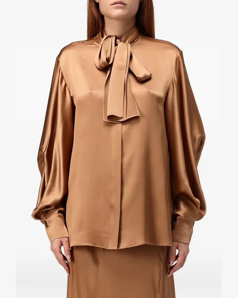 Alberta Ferretti tie-neck long-sleeve top - Braun Braun