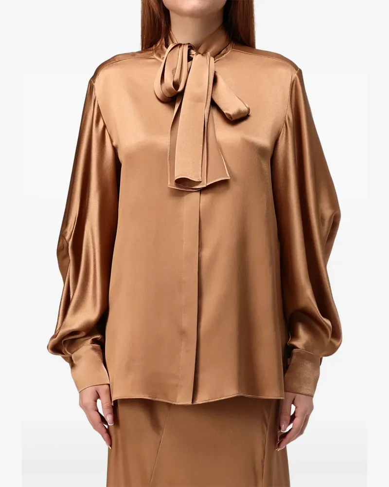 Alberta Ferretti tie-neck long-sleeve top - Braun Braun