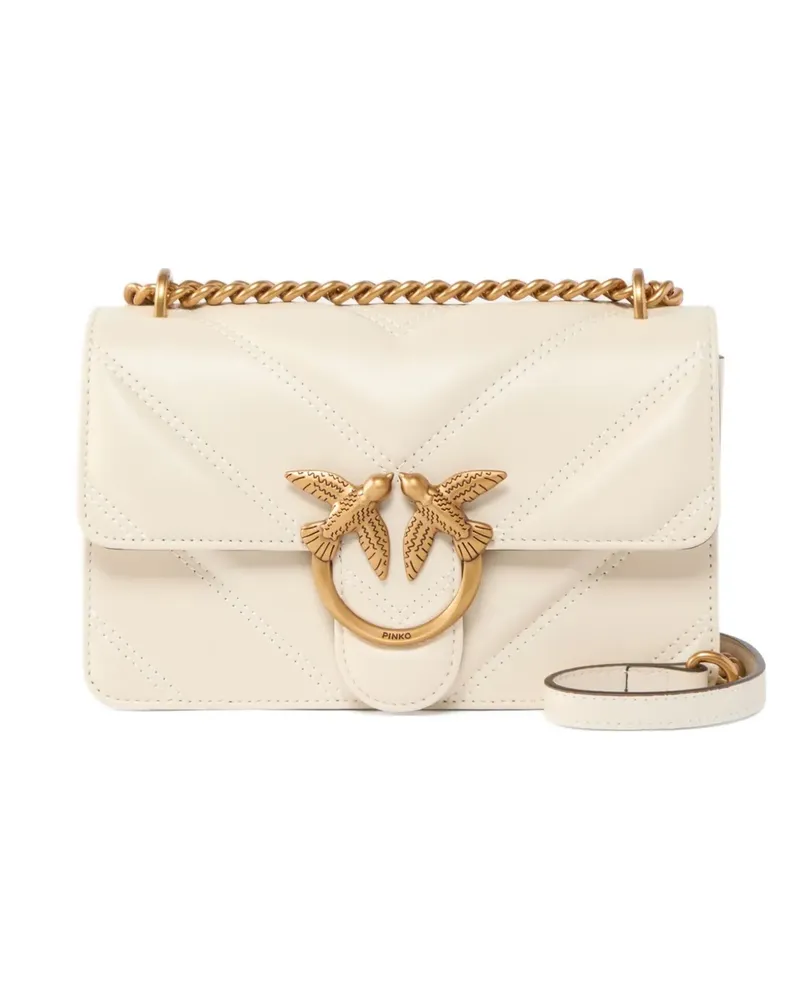 Pinko Mini Love Umhängetasche mit Steppung - Weiß Weiß