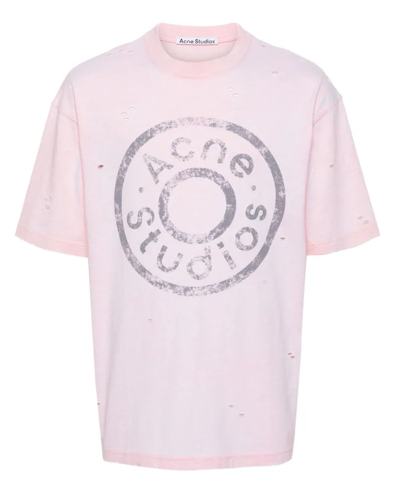 Acne Studios T-Shirt mit Logo-Print Rosa