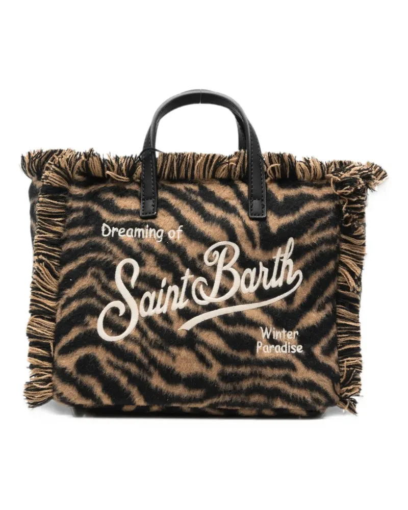 MC2 Saint Barth mini Vanity tiger-print fringed tote bag - Braun Braun