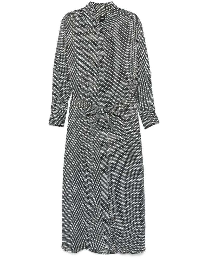 HUGO BOSS Midikleid mit Monogramm - Schwarz Schwarz