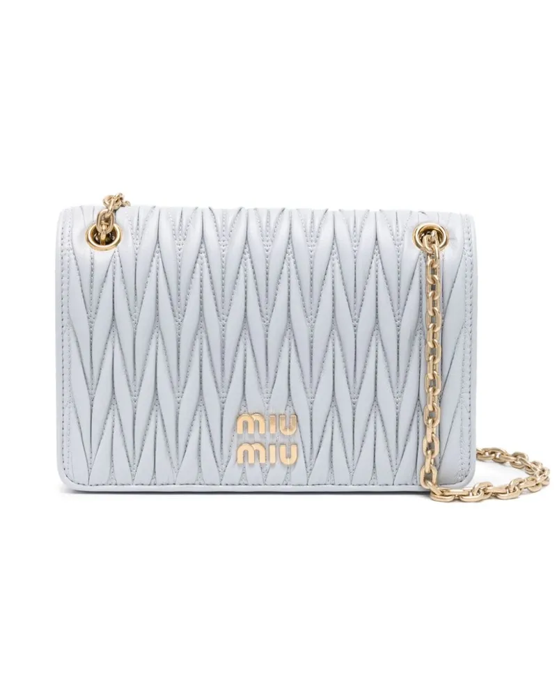 Miu Miu Mini-Tasche aus Matelassé-Leder Grau