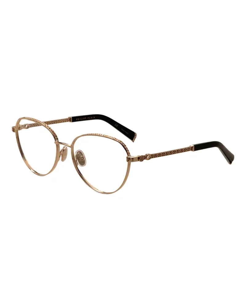 Philipp Plein Geometrische Brille mit Kristallen - Gold Gold