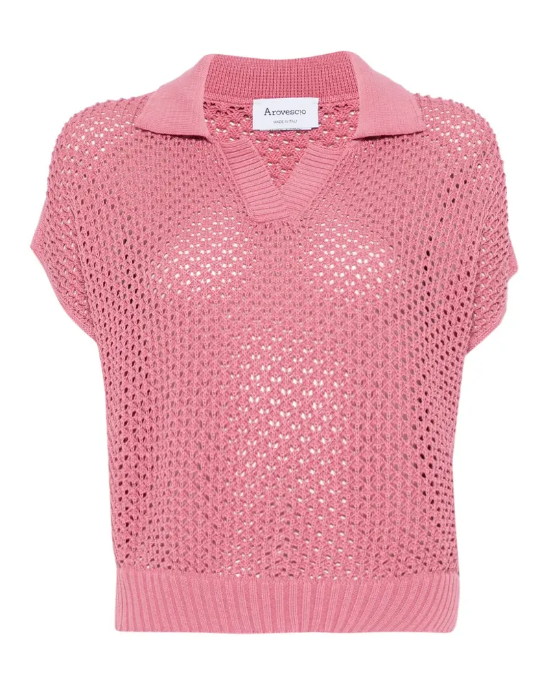 Arovescio polo-collar T-shirt - Rosa Rosa