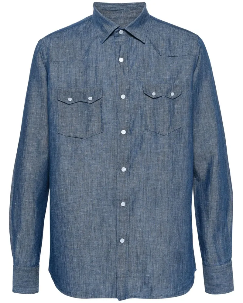 LARDINI Langärmeliges Chambray-Hemd - Blau Blau
