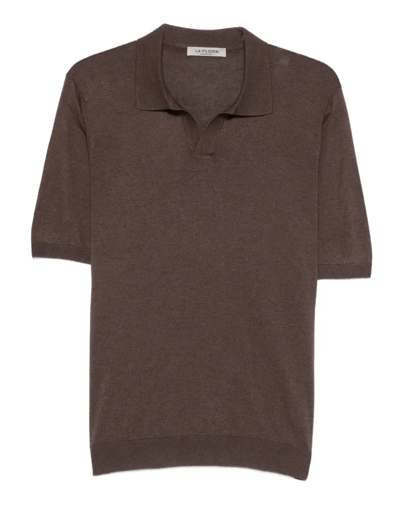 La Fileria T-Shirt in Pointelle-Optik - Braun Braun