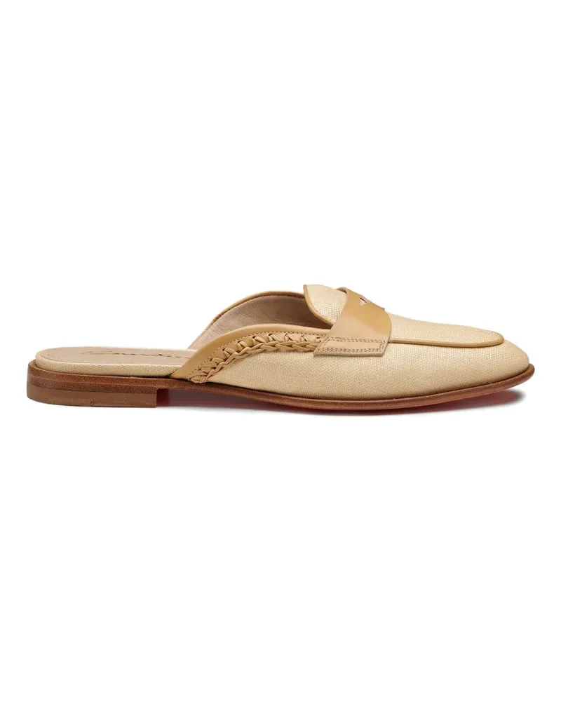 Santoni braided leather-trim flat mules - Nude Nude