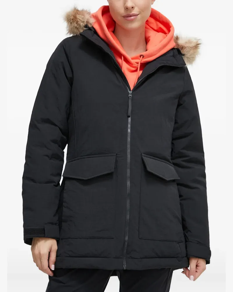 adidas faux-fur hooded jacket - Schwarz Schwarz