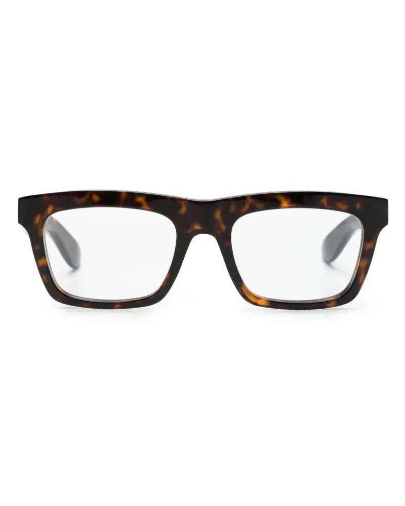 Alexander McQueen Eckige Brille mit Logo-Gravur - Braun Braun
