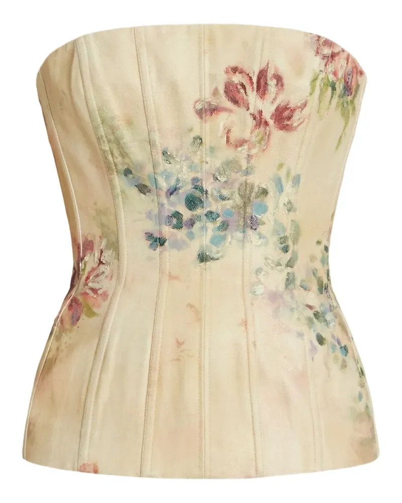 Ralph Lauren floral-pattern strapless top - Nude Nude