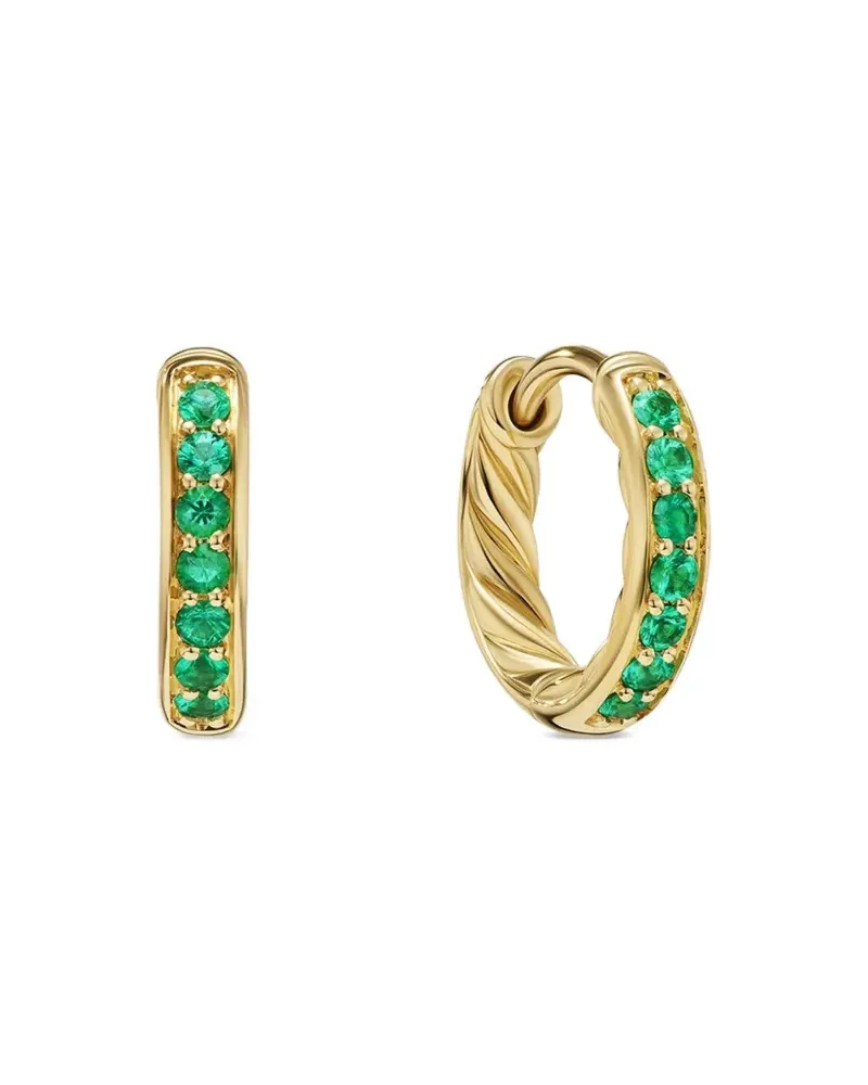 David Yurman 18kt Petit Pavé Gelbgoldcreolen mit Smaragden Gold
