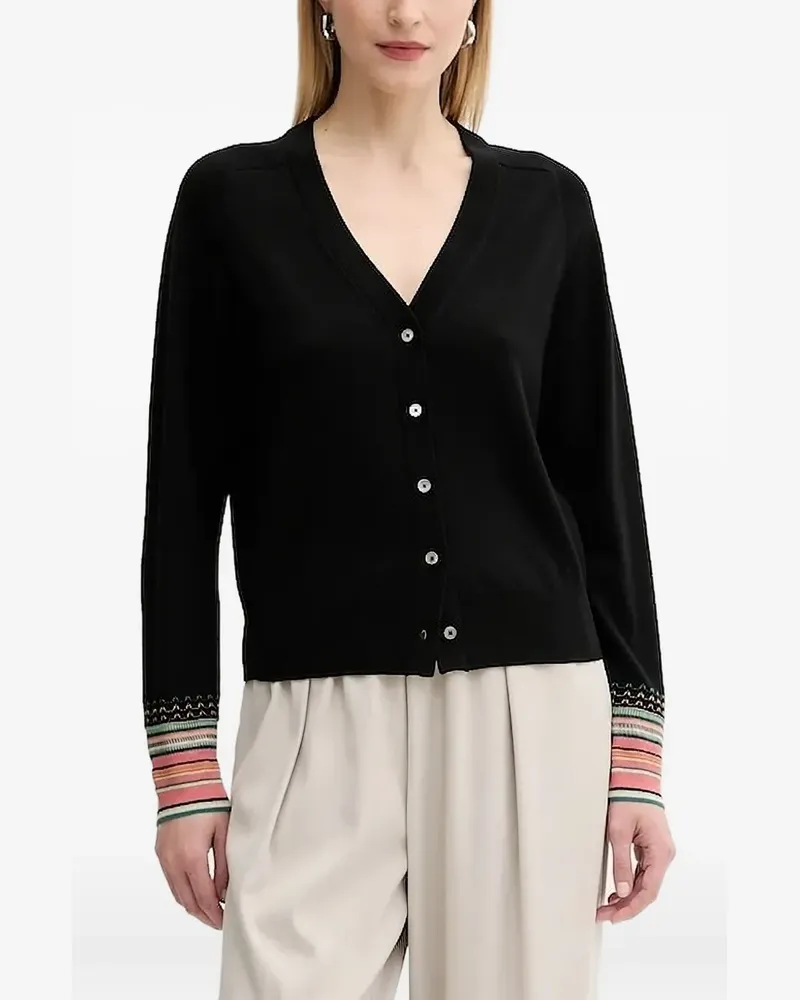 Paul Smith V-Ausschnitt-Cardigan mit Kontrastbündchen - Schwarz Schwarz