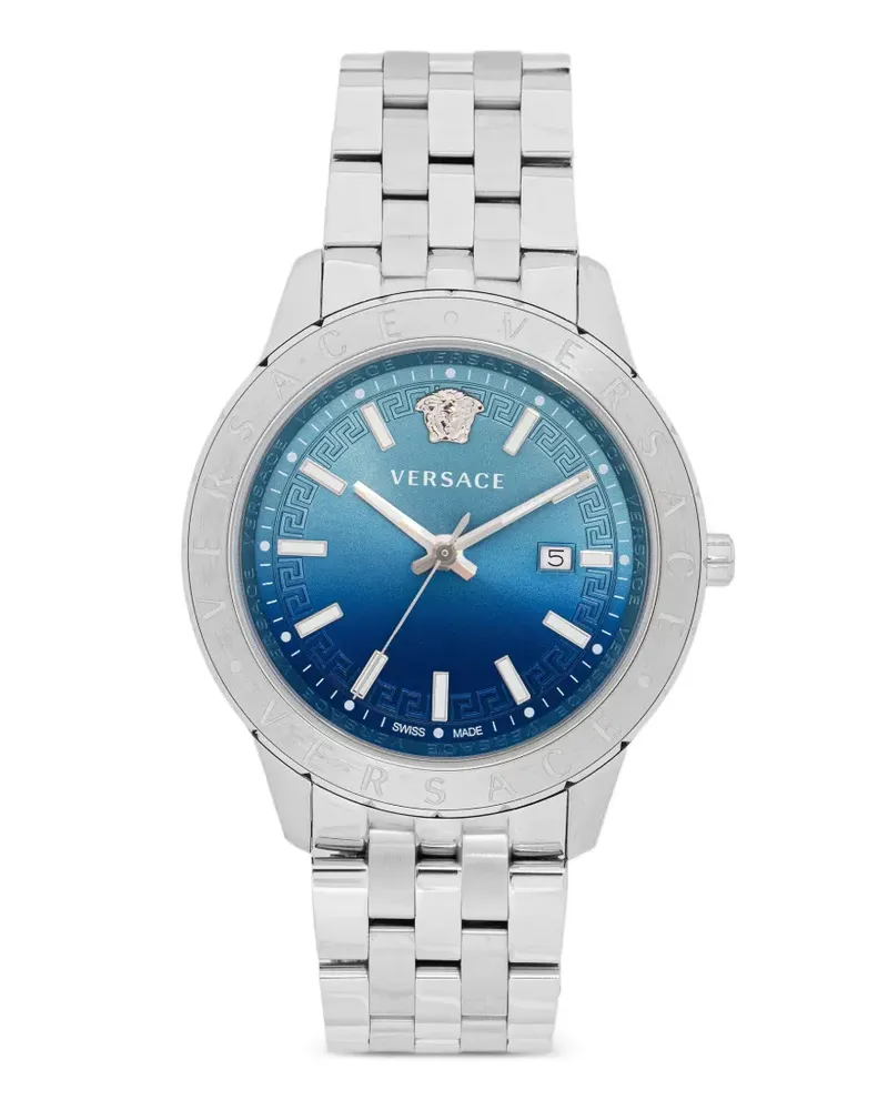 Versace Armbanduhr mit Greca-Muster 43mm - Blau Blau