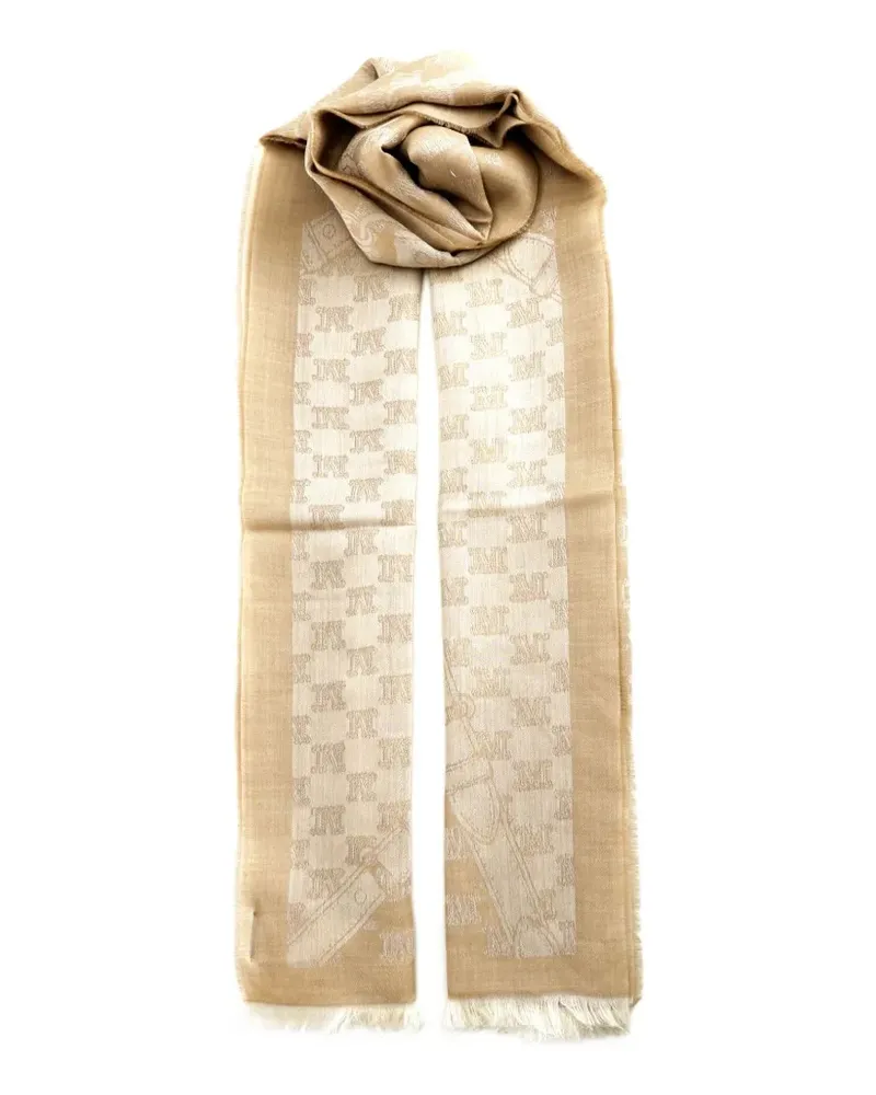 Max Mara monogram-pattern fringed scarf - Nude Nude