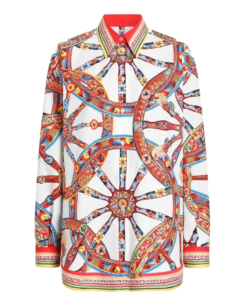 Dolce & Gabbana Popeline-Hemd mit Carretto-Print - Weiß Weiß