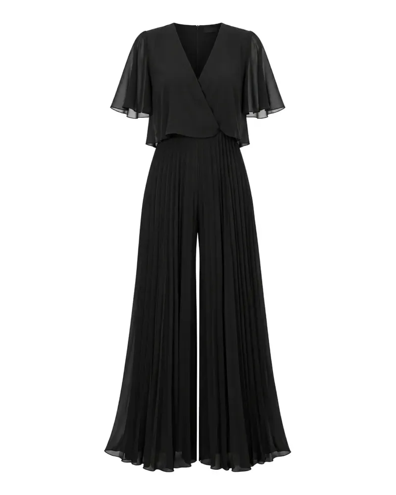 Kaos pleated flutter-sleeve jumpsuit - Schwarz Schwarz