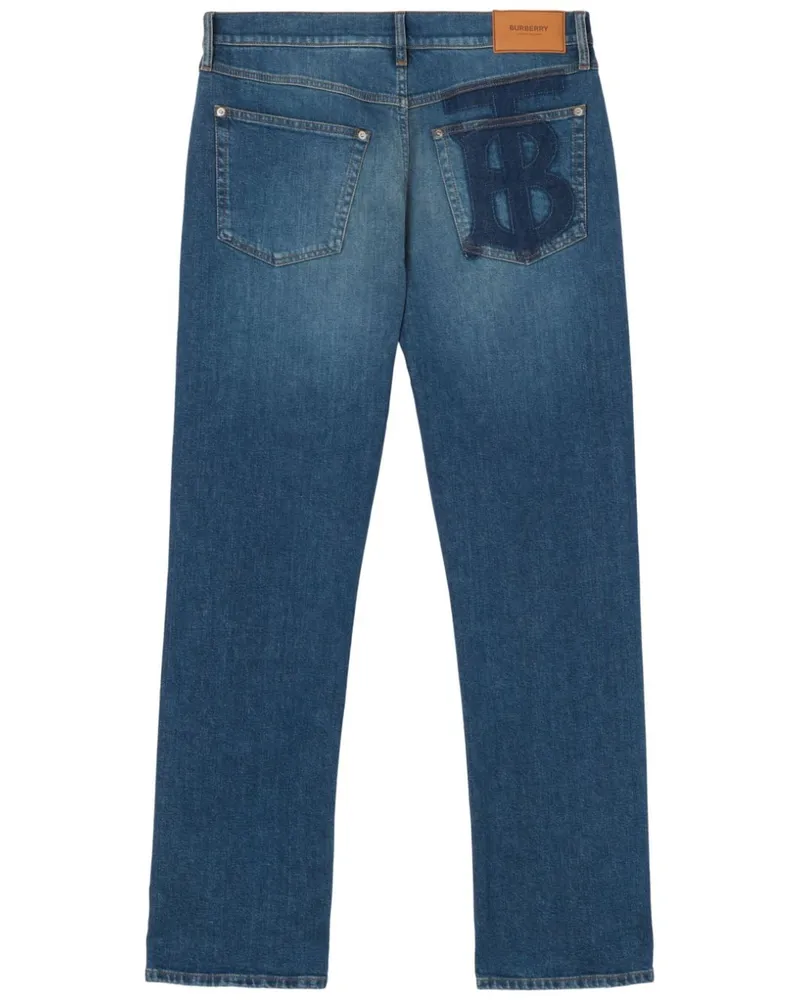 Burberry Straight-Leg-Jeans mit Monogramm Blau