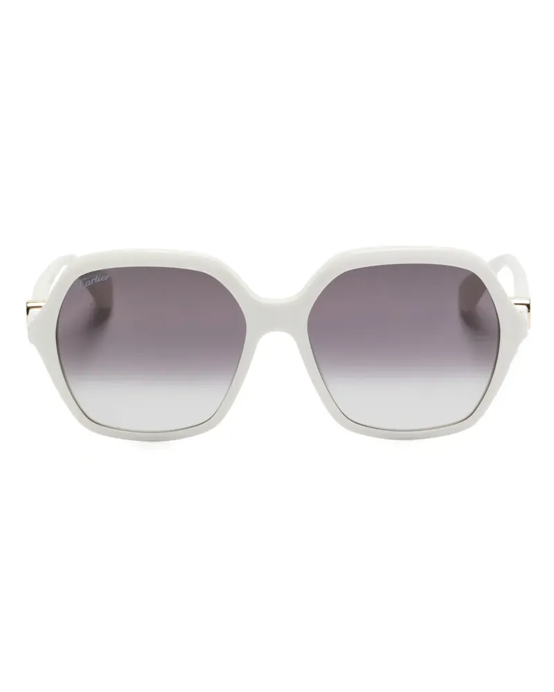 Cartier Sonnenbrille mit geometrischem Gestell - Weiß Weiß