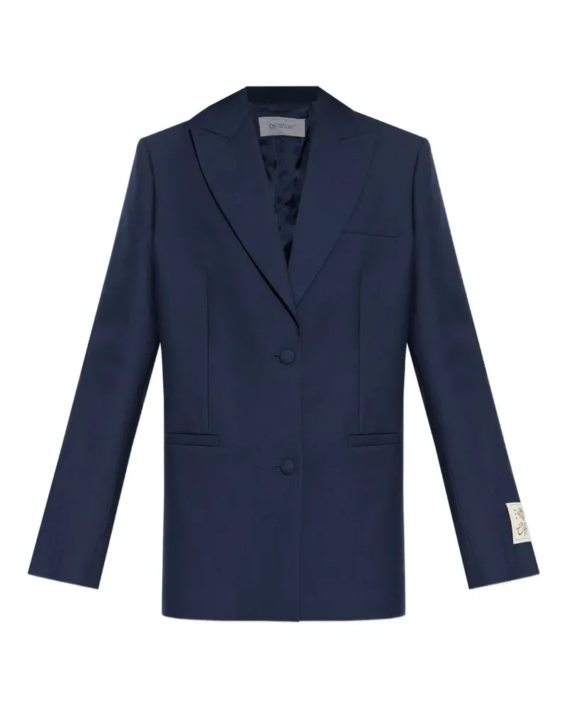 OFF-WHITE logo-patch single-breasted blazer - Blau Blau
