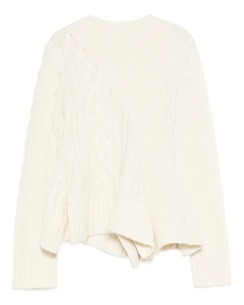 Sacai Zopfmuster-Pullover mit Rüschensaum - Nude Nude