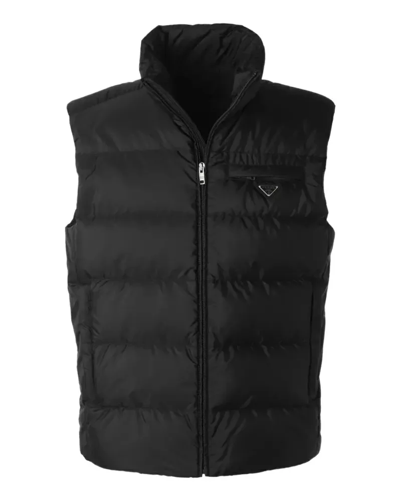 Prada padded logo-plaque vest - Schwarz Schwarz