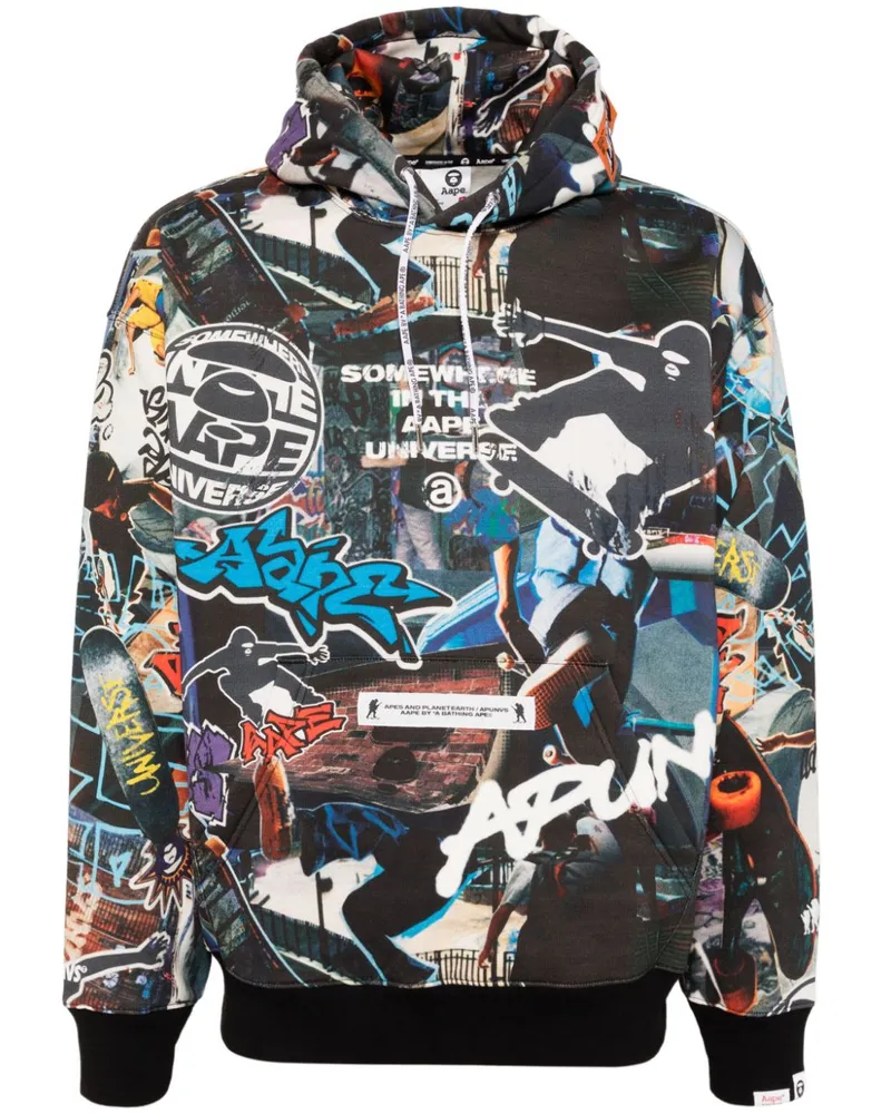 BAPE Hoodie mit Moonface-Logo - Schwarz Schwarz