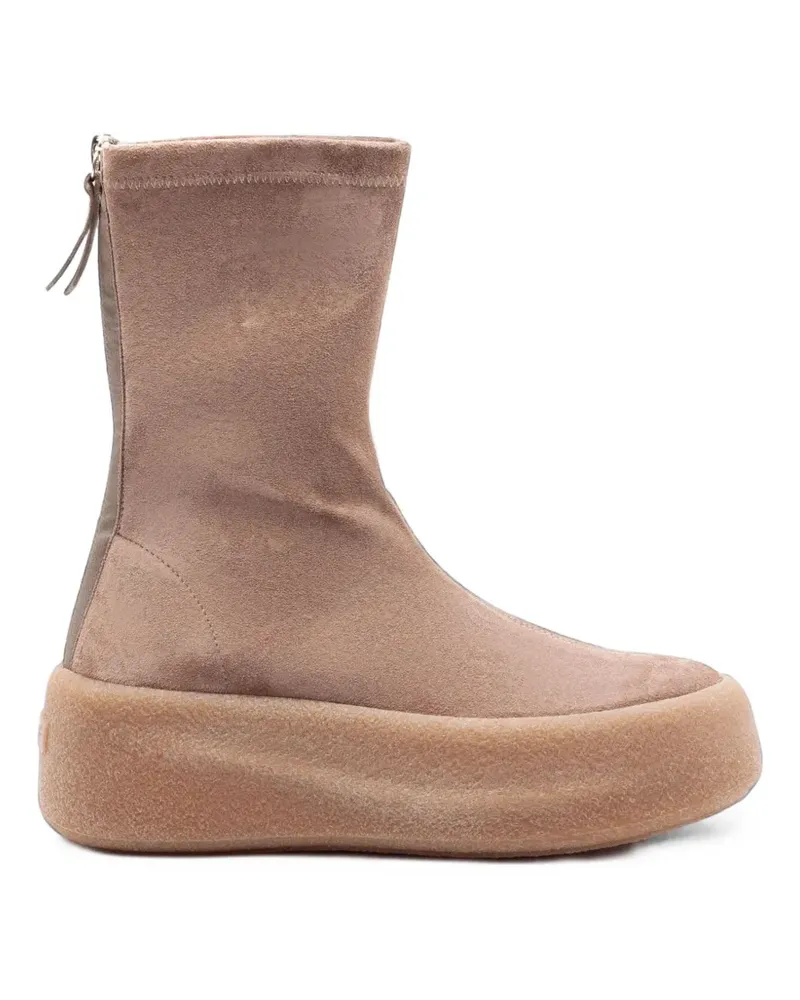 Vic Matié stretch suede platform ankle boots - Nude Nude