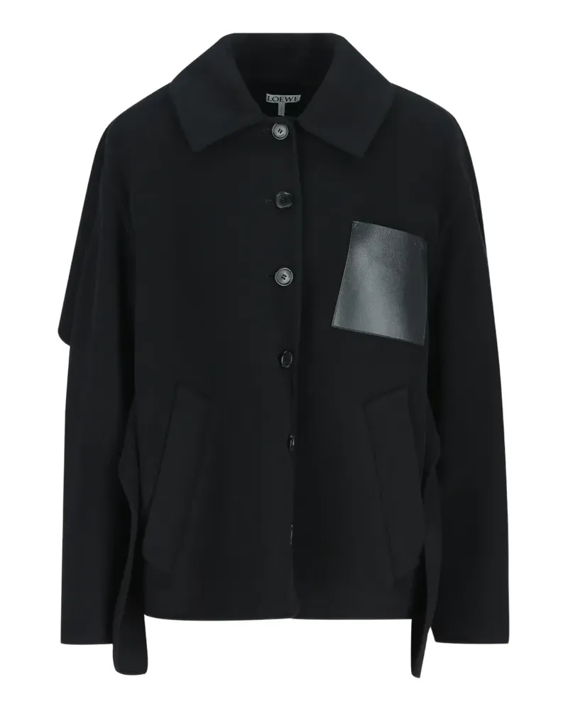 Loewe leather-patch cape-style jacket - Schwarz Schwarz