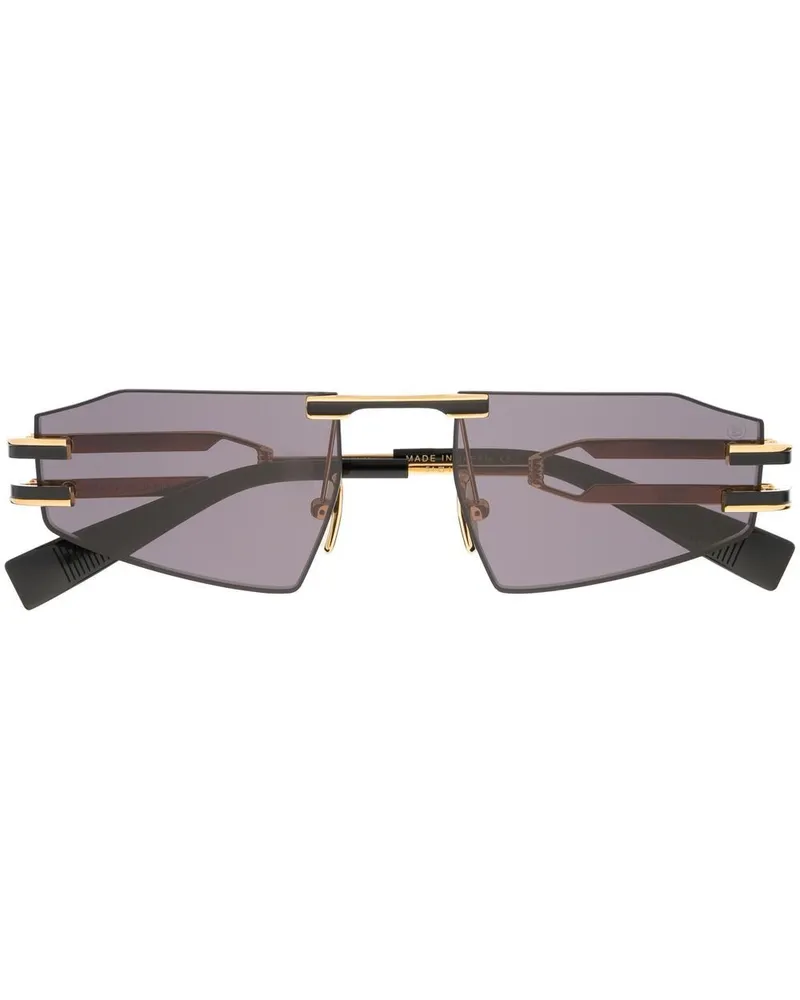 Balmain Sonnenbrille mit eckigem Gestell - Gold Gold