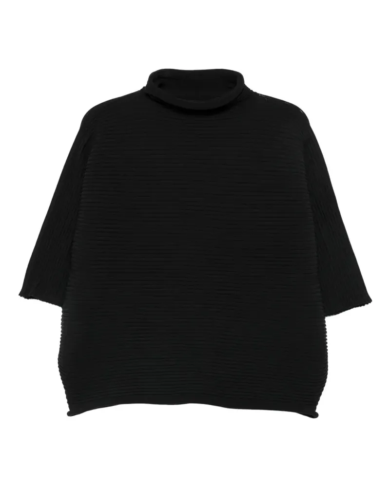 Issey Miyake pleated high-neck top - Schwarz Schwarz