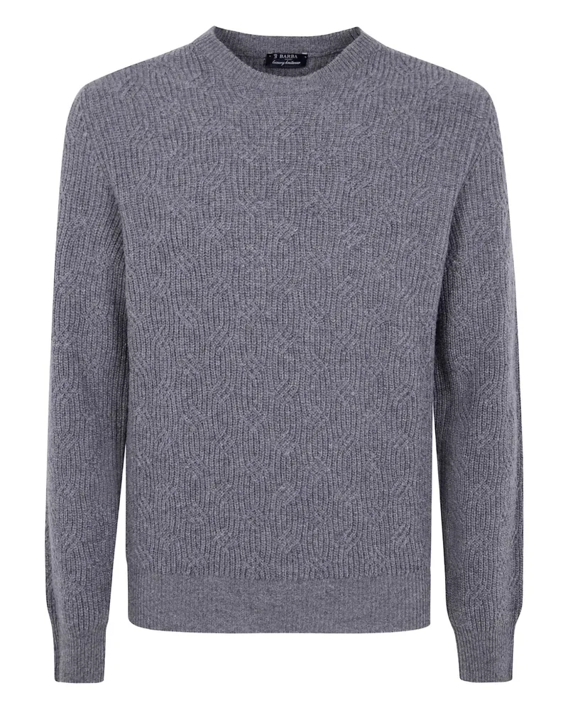 BARBA Pullover mit Zopfmuster - Grau Grau