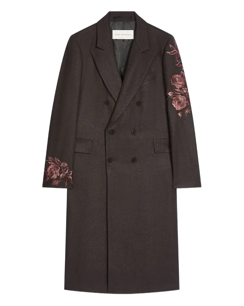 Dries van Noten Mantel mit Blumenstickerei - Braun Braun