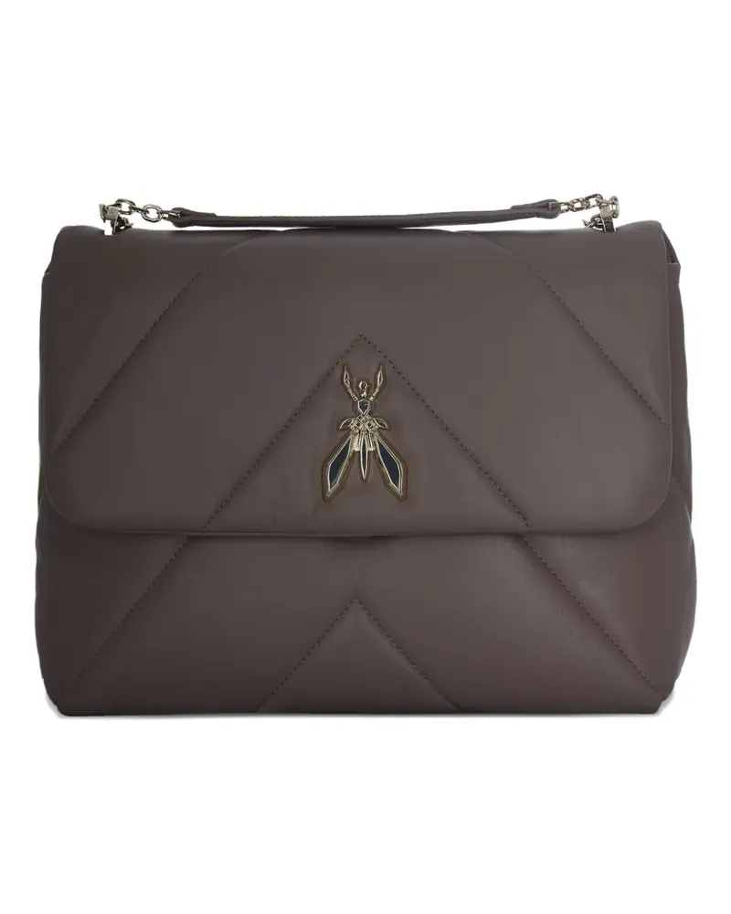 Patrizia Pepe Gesteppte Schultertasche mit Logo-Schild - Braun Braun