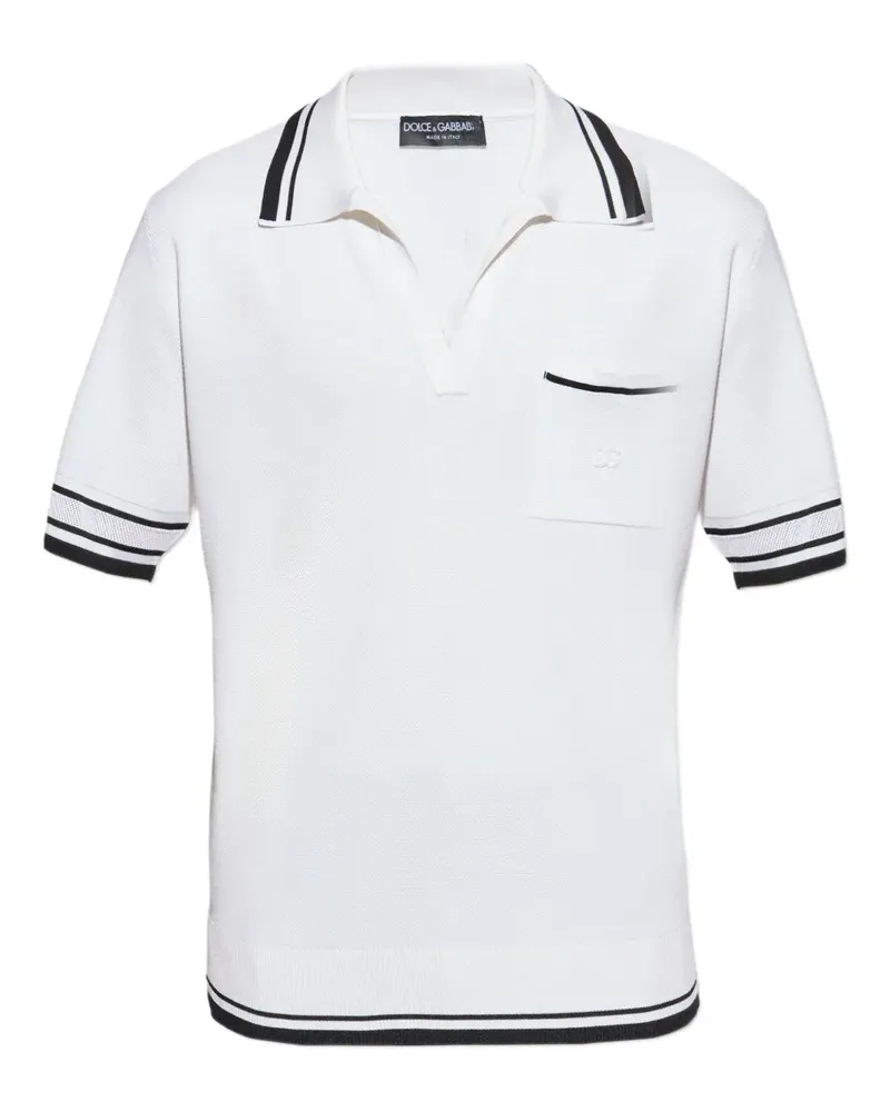 Dolce & Gabbana Poloshirt mit gestreiften Details - Weiß Weiß
