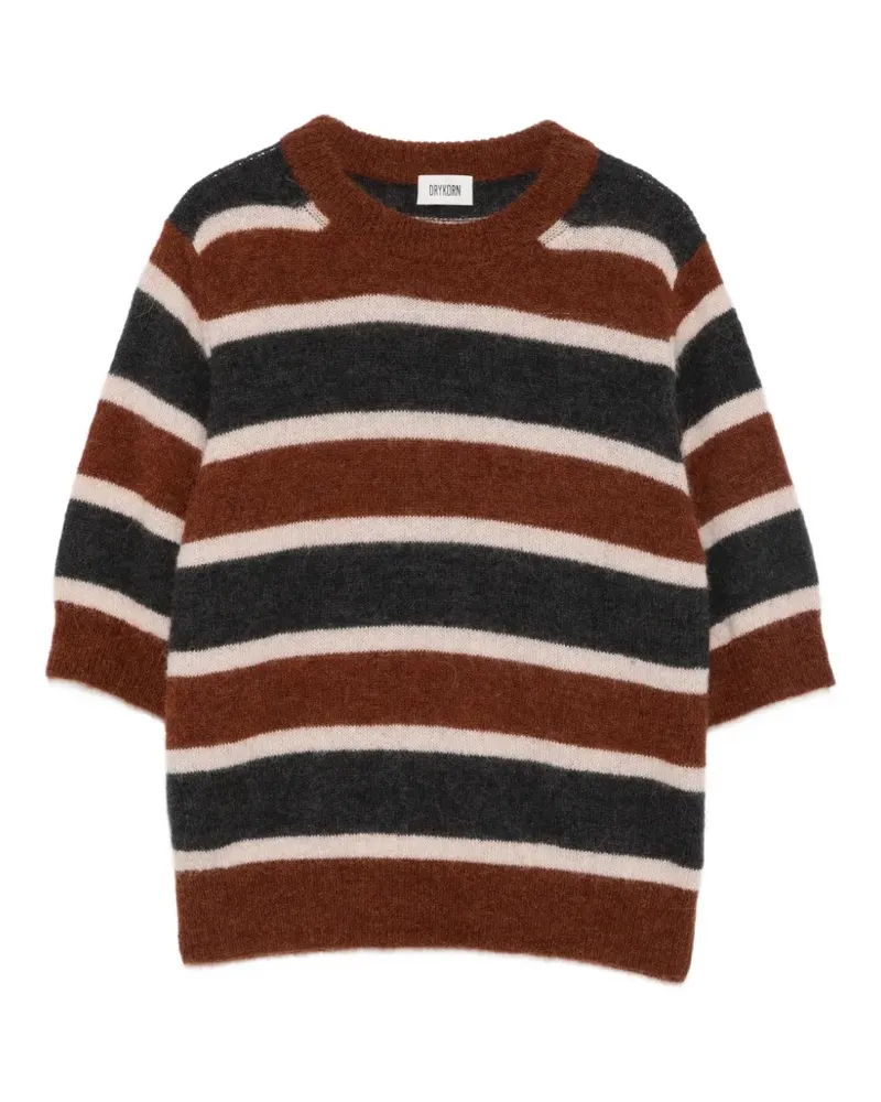 Drykorn Sanidy striped short-sleeve sweater - Braun Braun